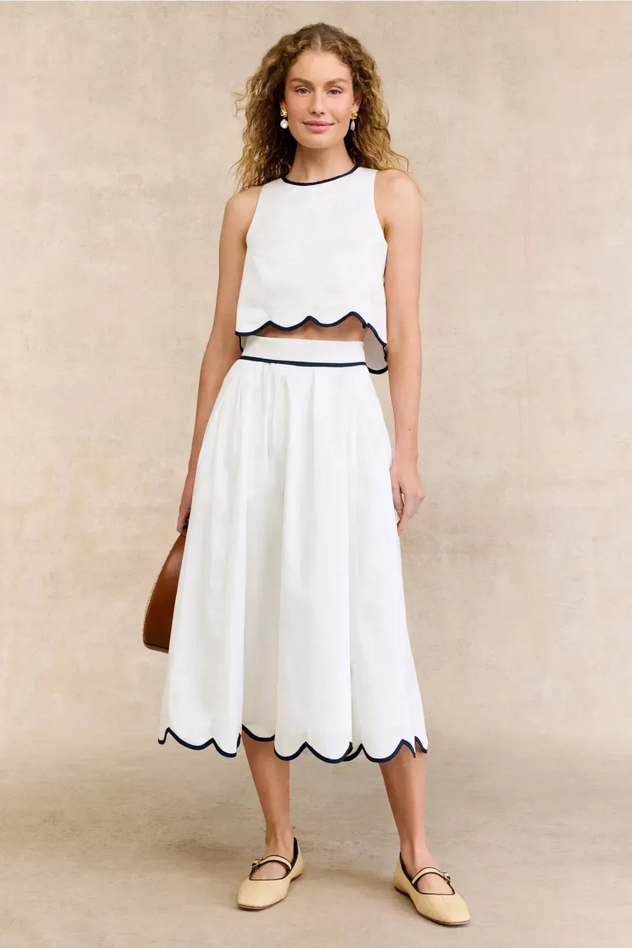 French Connection Scalloped White Set - Picture 1 of 4